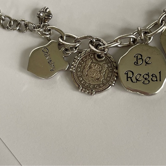 VINTAGE BRIGHTON Bracelet: Devotion Shield Silver & Gold Charm Bracelet RETIRED - Picture 5 of 7